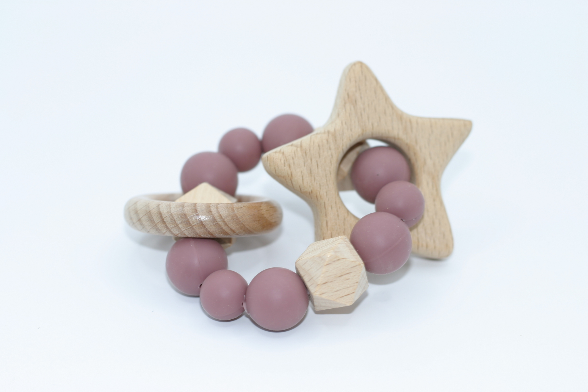 Star Over Bethlehem Teether Ring + Pacifier Clip